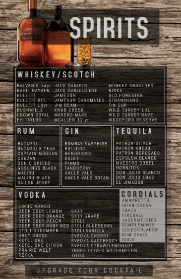 Carta de restaurante ejemplo